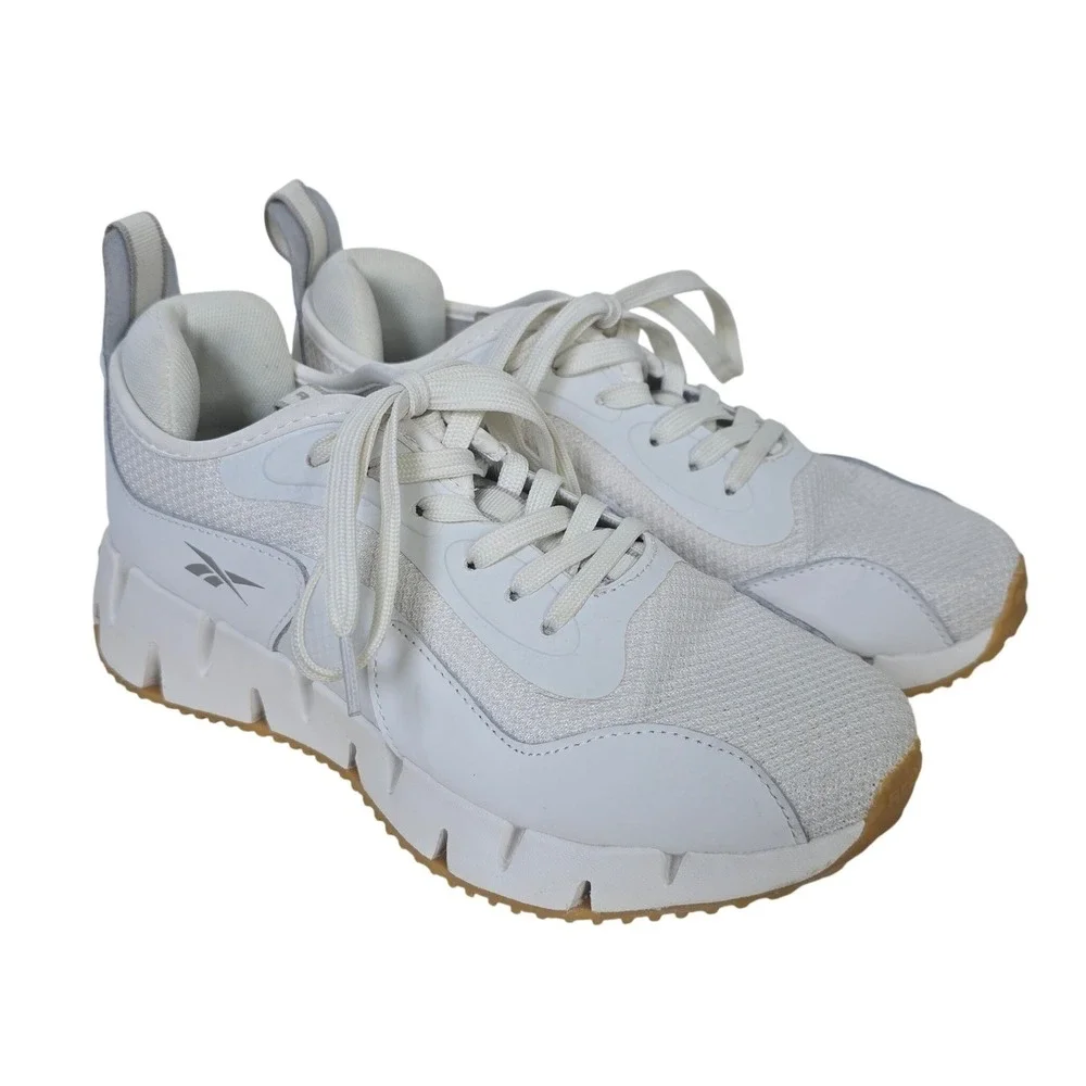 Reebok Zig Dynamica 4 Womens White Gum Athletic Sneakers Shoes Size 8 Low Top - Picture 1 of 8